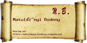 Matulányi Bodony névjegykártya
